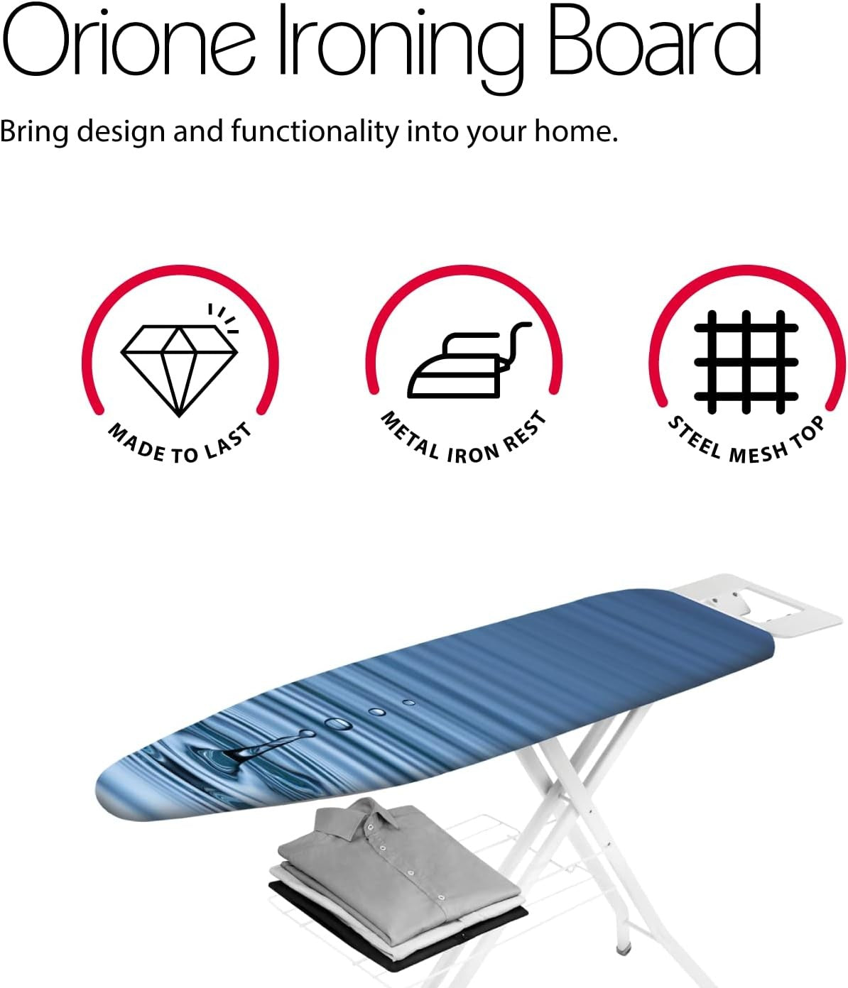 Large Adjustable Ironing Board with Iron Rest & Linen Shelf Heavy Duty