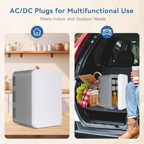 Portable Mini Fridge Cooler Warmer 10L Compact Grey AC/DC Home Car Use