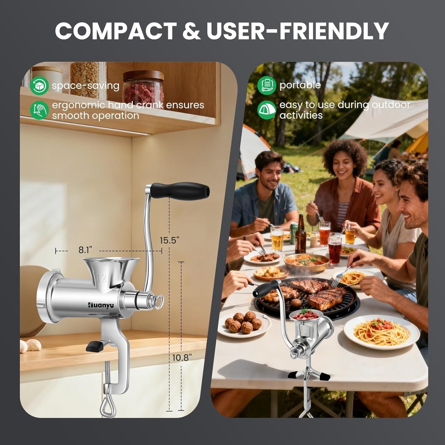 Size 12 Stainless Steel Manual Meat Grinder Sausage Maker Heavy Duty