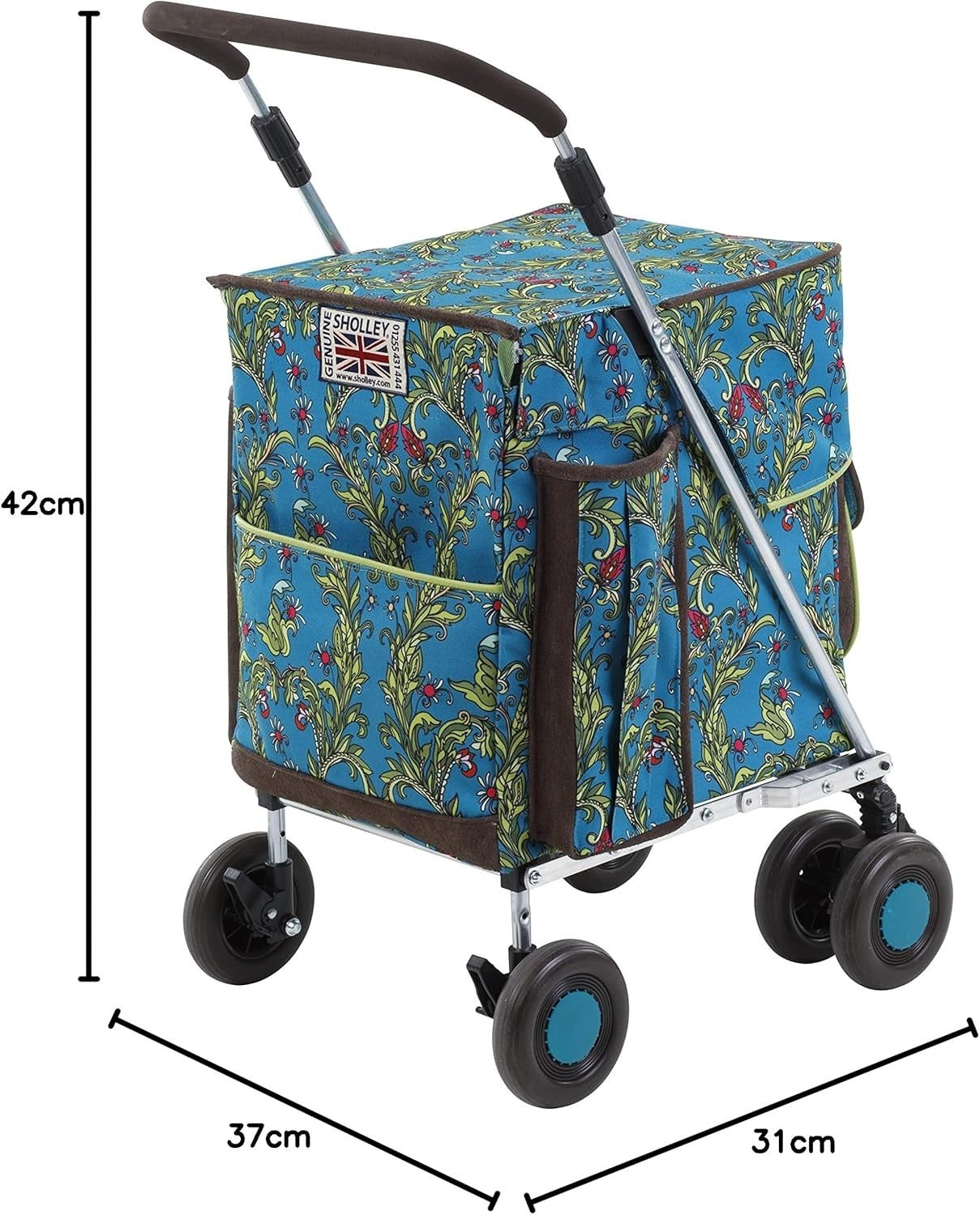 Petite 4-Wheel Folding Shopping Trolley, Strong Mobility Aid, Weatherproof