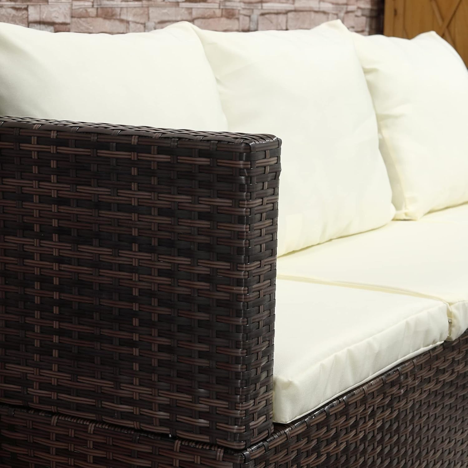 4-Seater Rattan Garden Sofa Set Reclining Lounger Storage Table Outdoor Patio