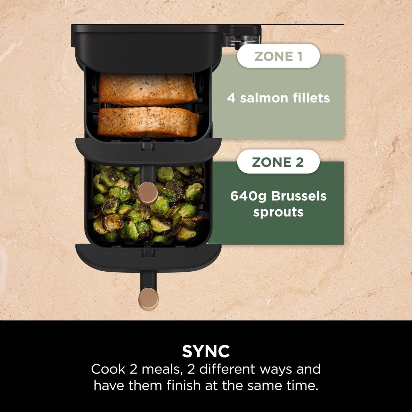Vertical Double Stack Air Fryer 9.5L Dual Drawer 4 Level Space Saving