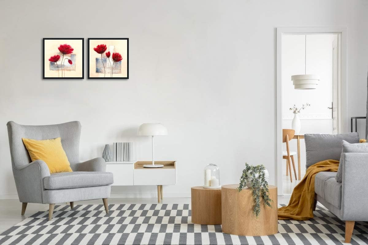 2‑Panel Abstract Floral Canvas Wall Art 12×12 in Each Modern Decor Wall Art