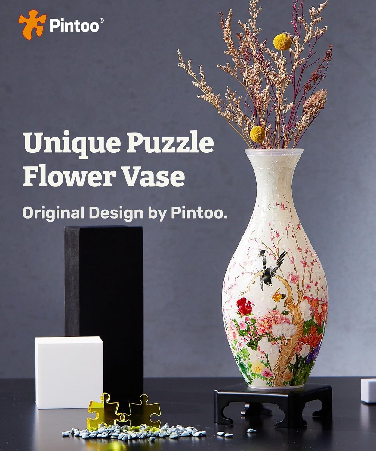 3D Puzzle Vase 160 Piece Flowers Birds Floral Vase Home Decor Gift