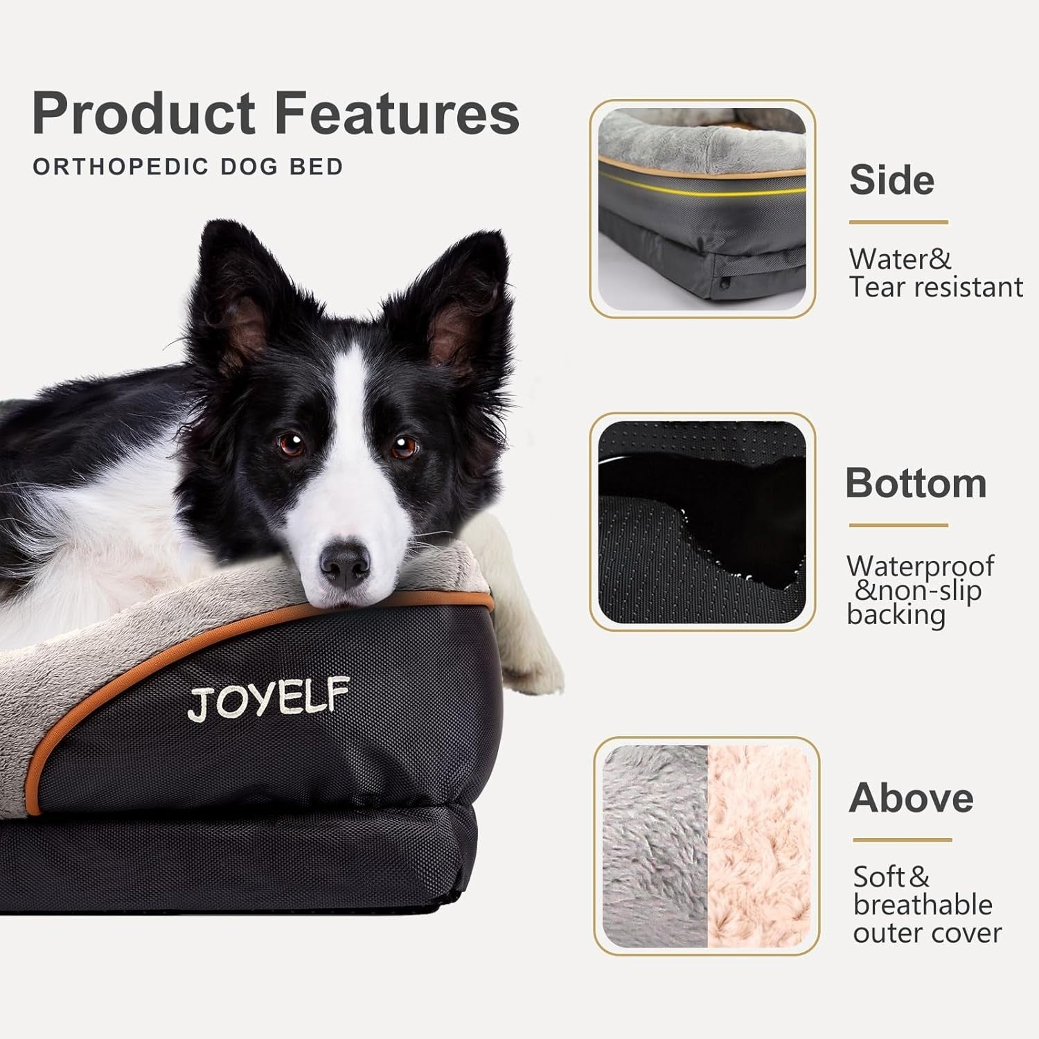 Large Orthopedic Memory Foam Dog Bed Washable Sofa 91x68x20cm