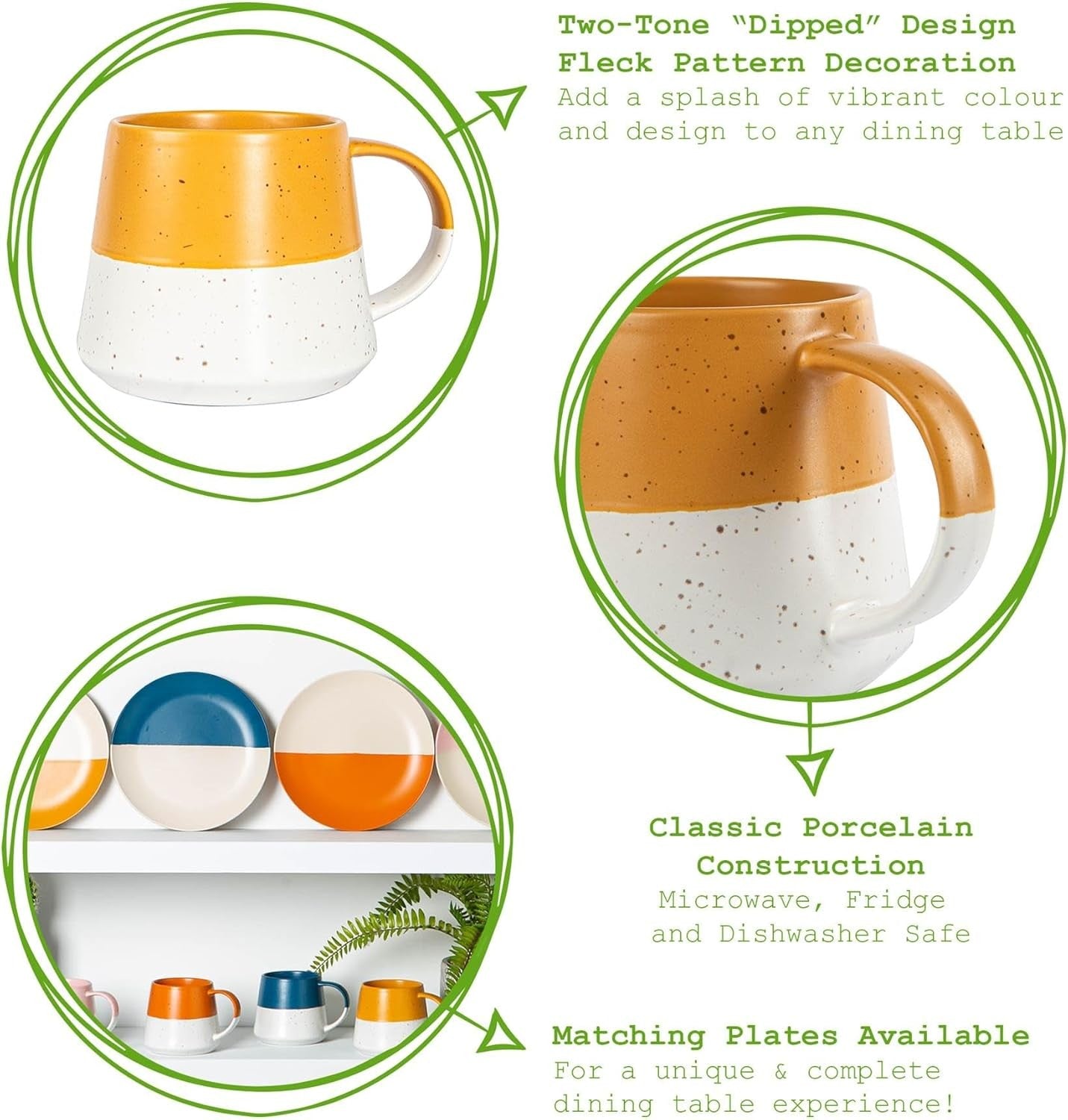 8pc Ceramic Plates & Coffee Mug Set Two Tone Dinnerware Service for 4