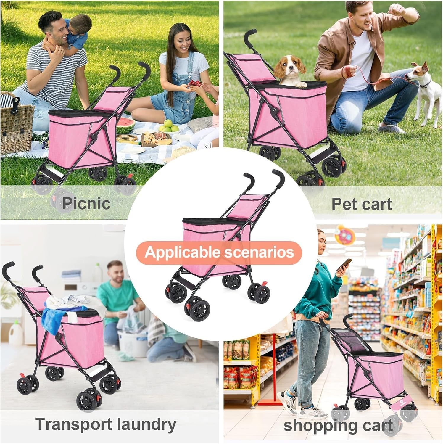 Collapsible Folding Wagon Heavy Duty Utility Cart All Terrain Outdoor Trolley
