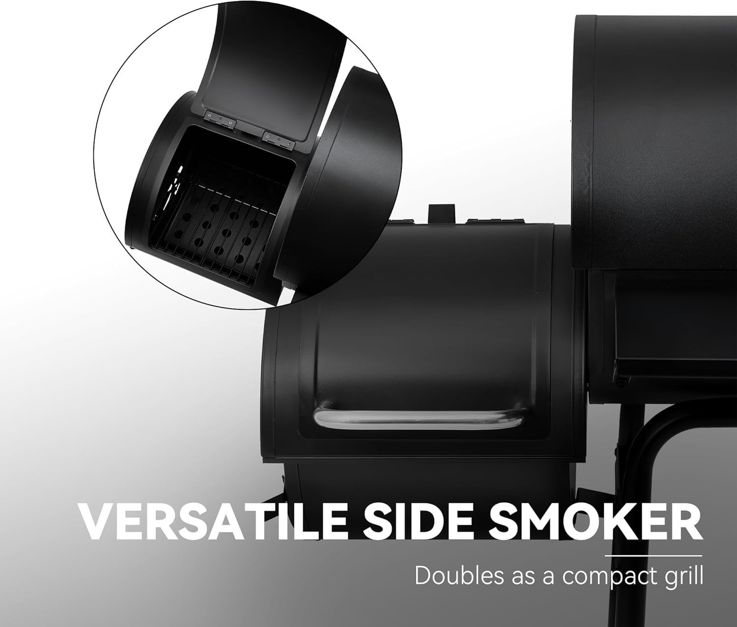 Large Charcoal BBQ Grill with Offset Smoker 30" Outdoor Barbecue Cooker