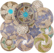 11PCS Boho Woven Wall Baskets Multi-Size Bulrush Farmhouse Decor multicolour
