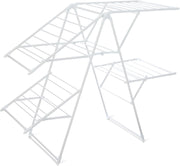 4 Wing Folding Clothes Airer Large Metal Laundry Drying Rack Indoor
