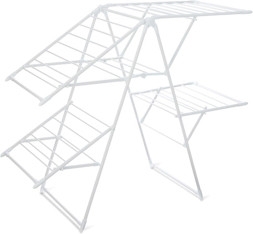 4 Wing Folding Clothes Airer Large Metal Laundry Drying Rack Indoor