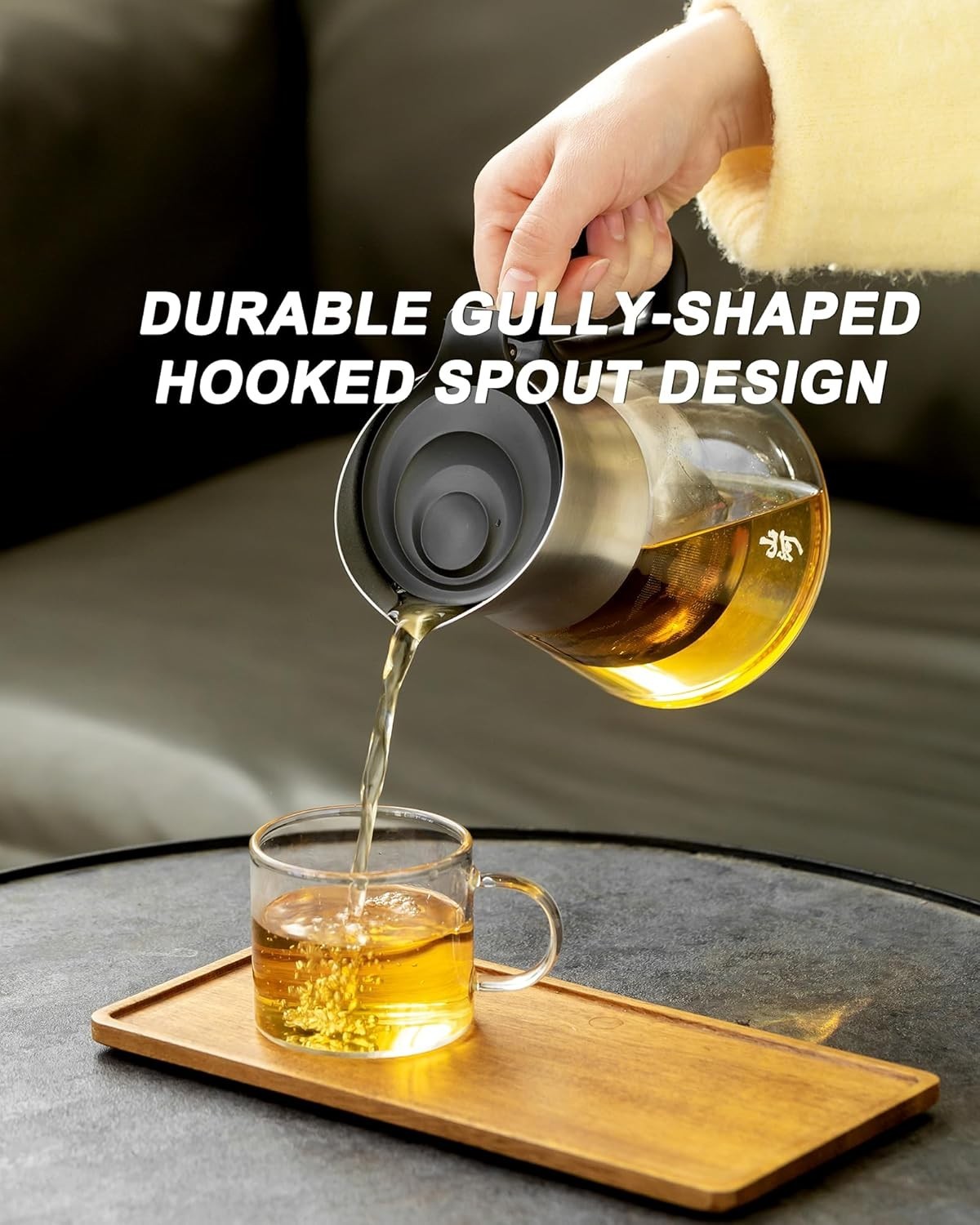 680ml Glass Teapot with Infuser & 2 Cups Loose Leaf Tea Set Clear