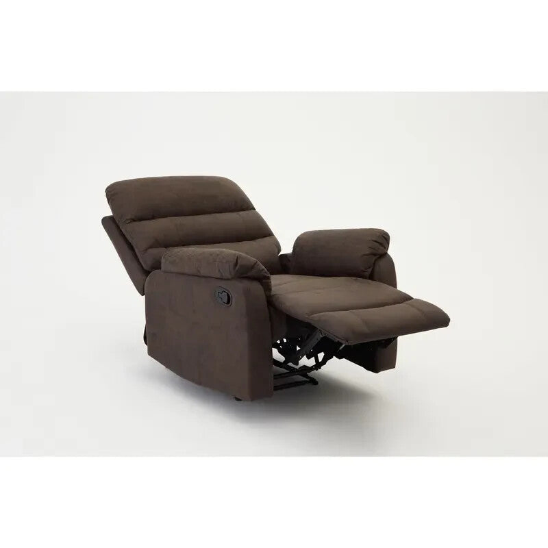 Brown Manual Recliner Armchair Air Leather Padded Sofa Chair Lounge