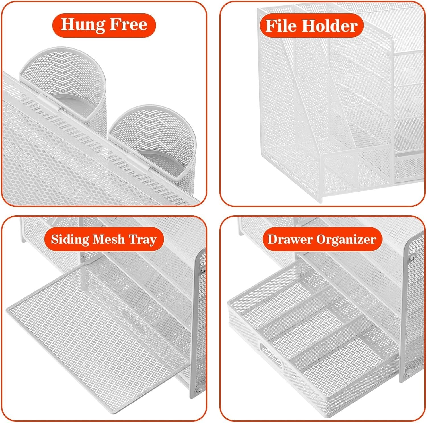 5 Tier Desk Organiser File Holder White Mesh Paper Tray Drawer Storage