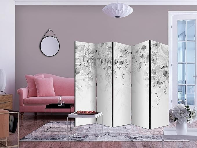 Acoustic Room Divider 225x172cm Leaf Print Screen Soundproof Panel Decor