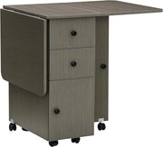 Folding Drop Leaf Dining Table 4-6 Seater on Wheels with Storage Grey