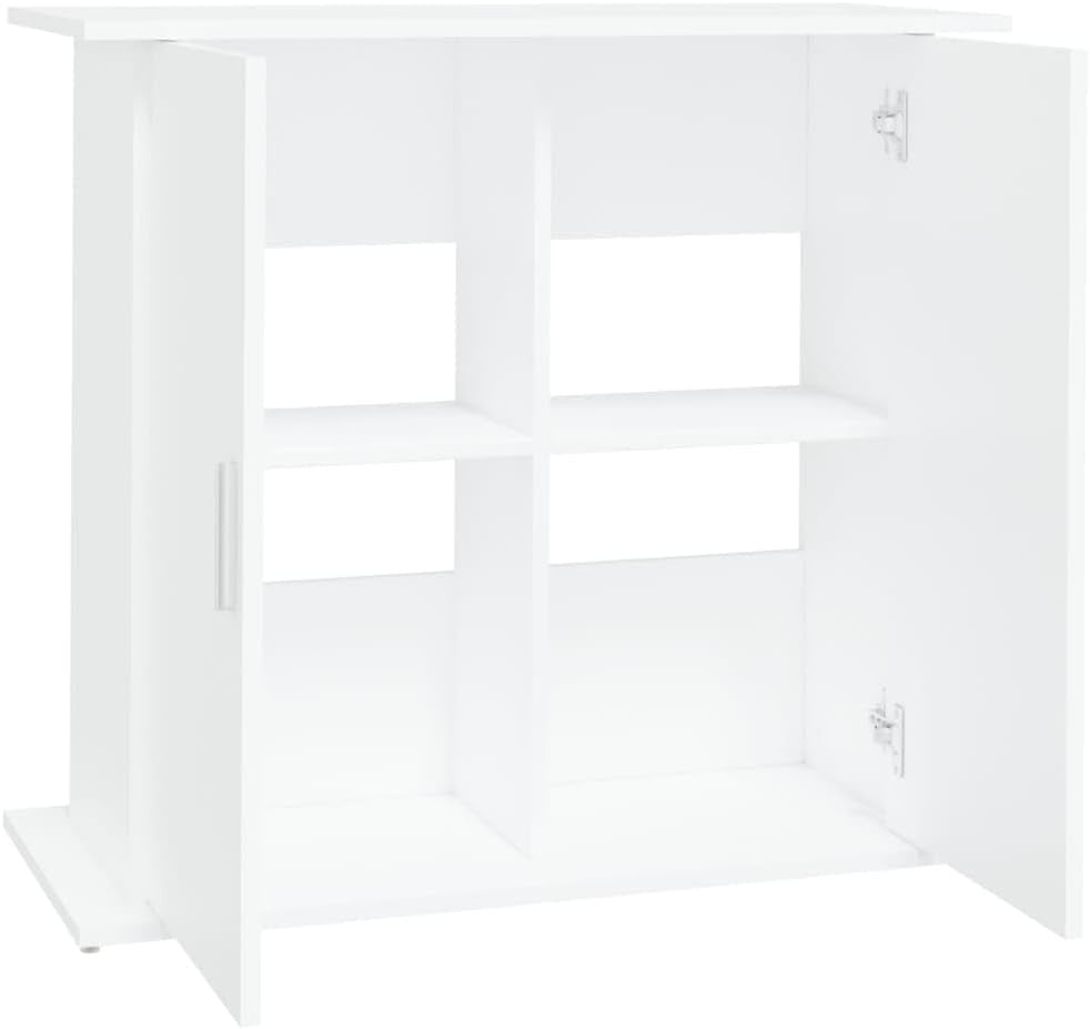 Modern White Aquarium Stand 81x36x73cm with 4 Doors & Hidden Storage