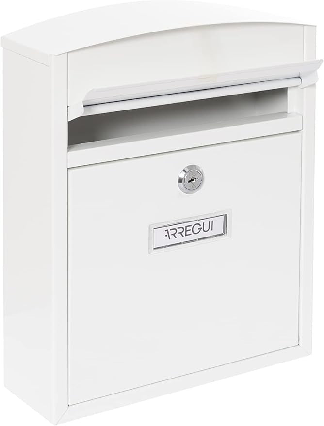Wall Mounted Steel Mailbox White | Compact Lockable Post Box | Outdoor