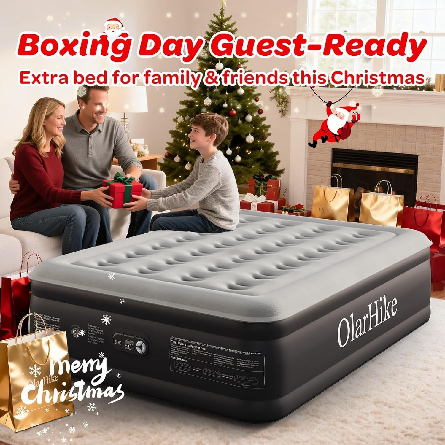 Double Air Bed Inflatable Mattress Built In Pump 50cm High Guest Bed