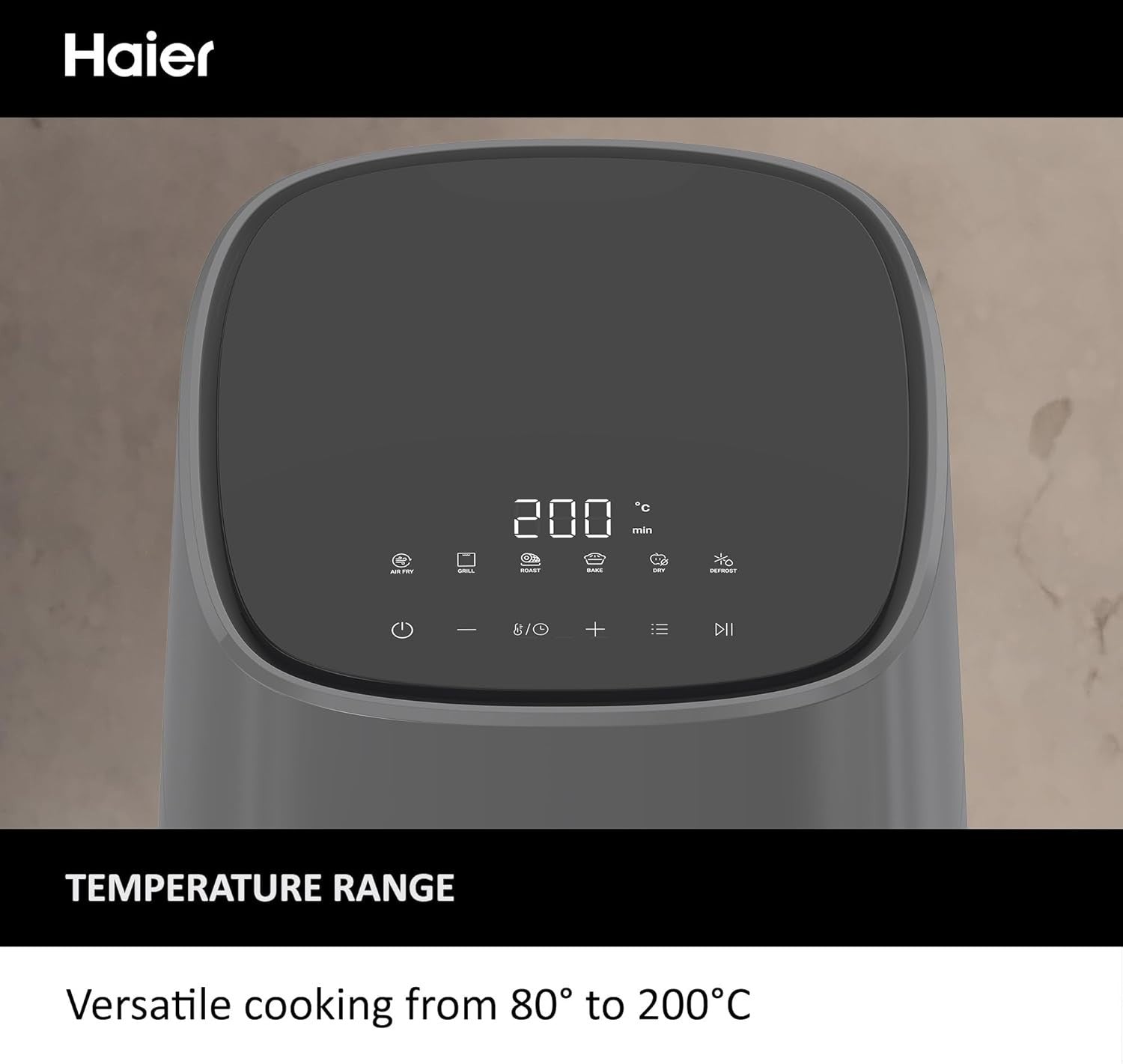 5L Digital Air Fryer 6in1 Bake Roast Grill Defrost Dehydrate 80-200°C