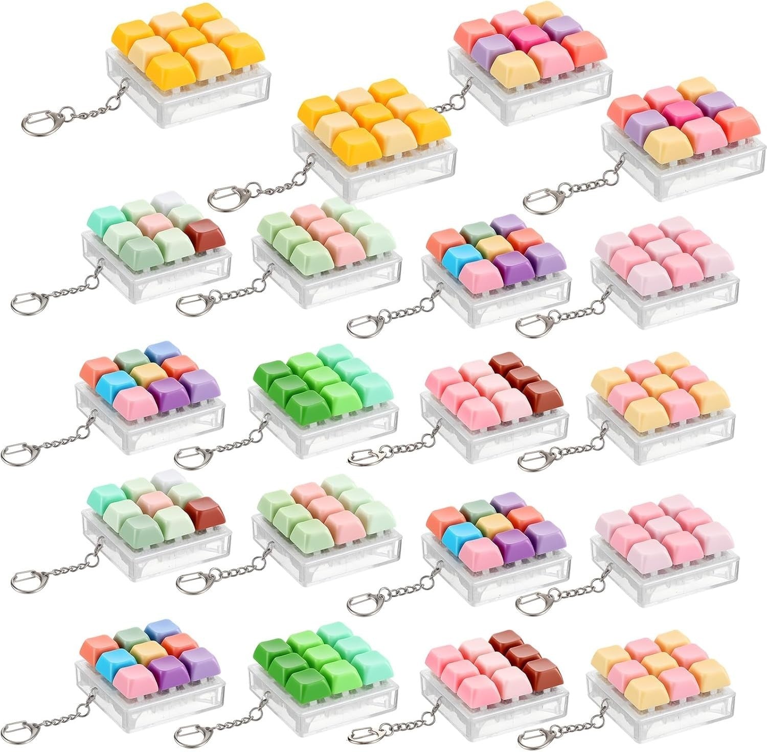 20 Pack Keyboard Fidget Clicker Keychain Stress Relief 9 Key Toys