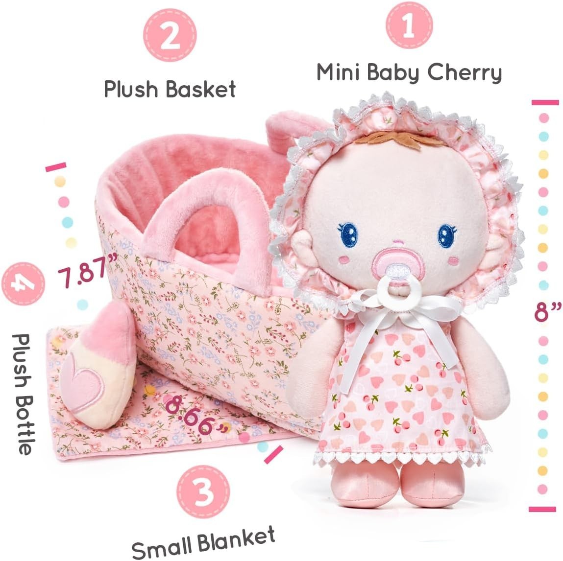Soft Baby Doll Gift Set 9in Plush Cuddle Sleeping Rag Toy for Kids