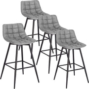 Set of 4 Grey Faux Leather Bar Stools L-Shaped Seat with Footrest 64cm