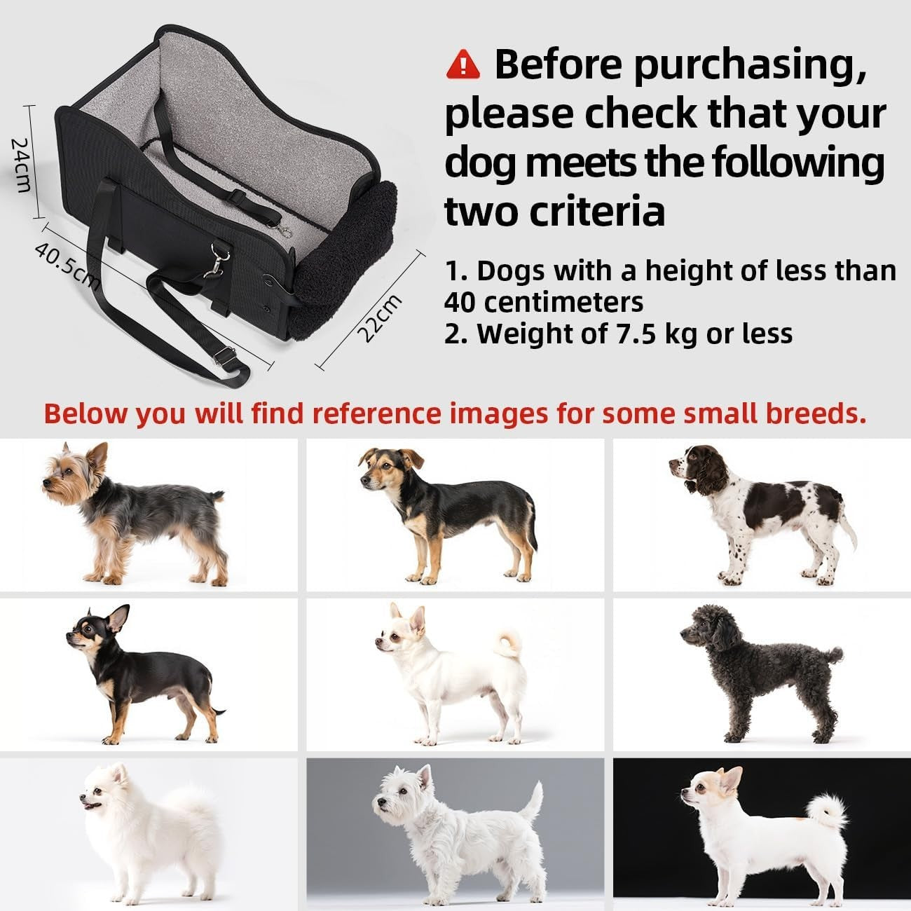 Dog Car Booster Seat Centre Console Pet Carrier Small Dogs Cats
