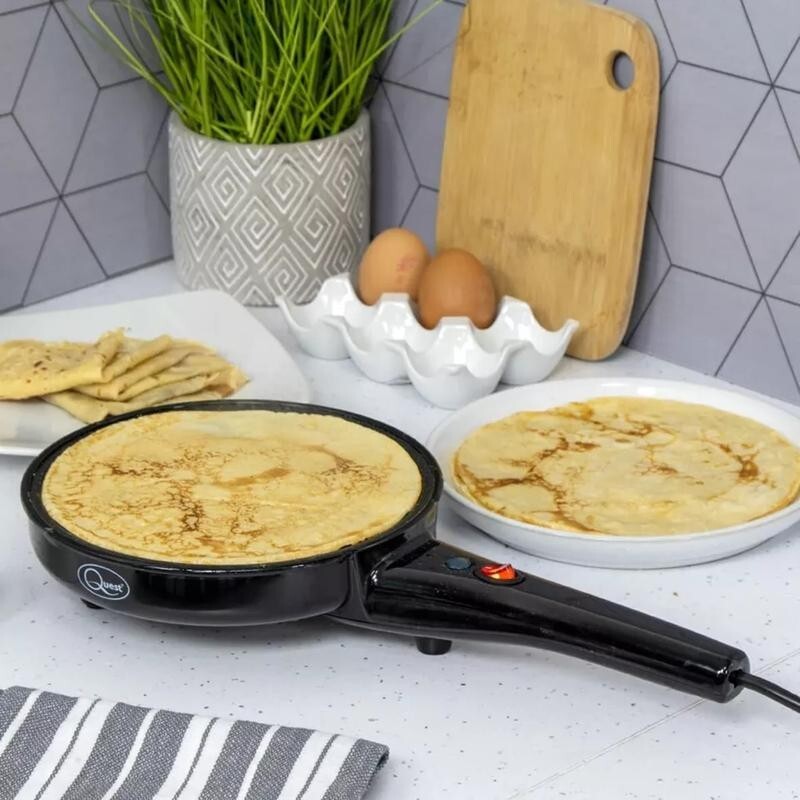 2-in-1 Popcorn & Crepe Maker 8" Non-Stick Hot Plate Quest Electric Snack Machine