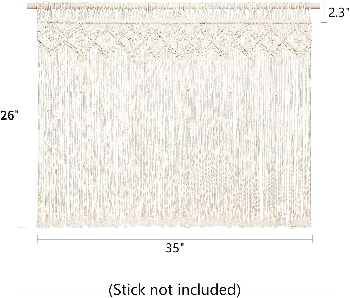 Macrame Curtain 89x66cm Boho Window Wall Hanging Decor