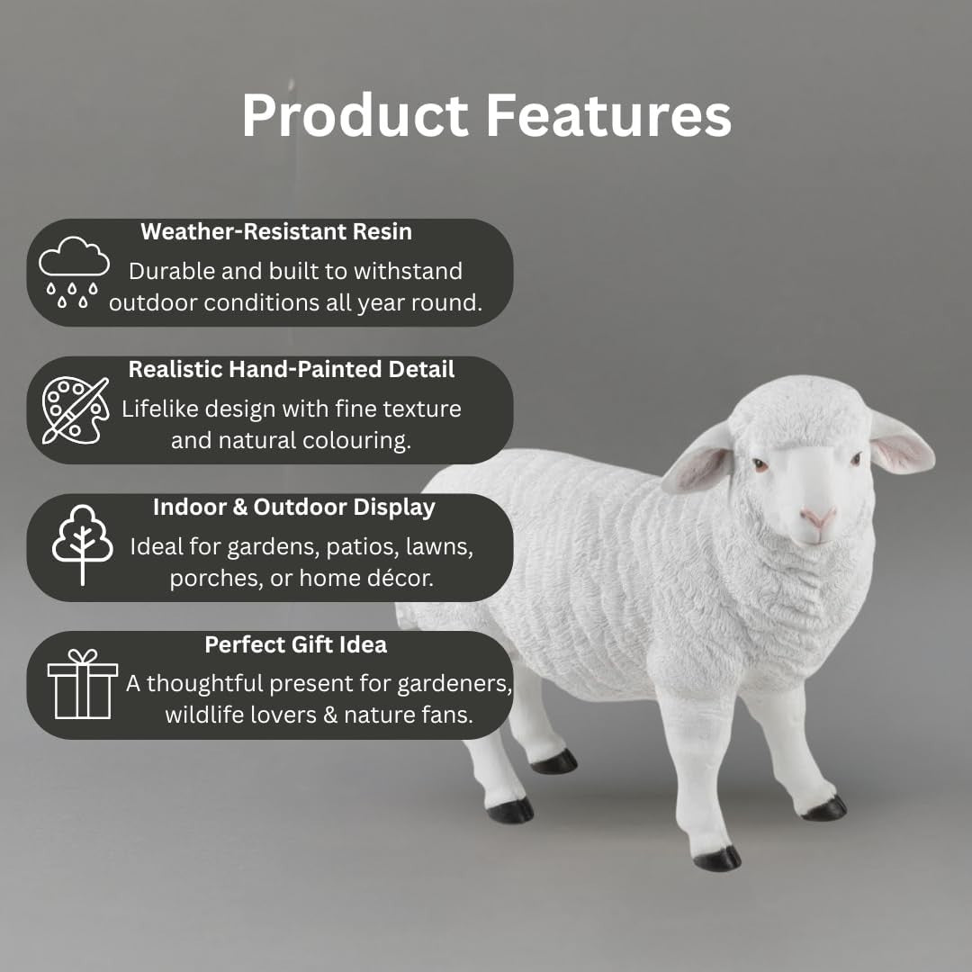 Standing Sheep Garden Ornament Resin Farm Animal Statue Outdoor Decor Gift