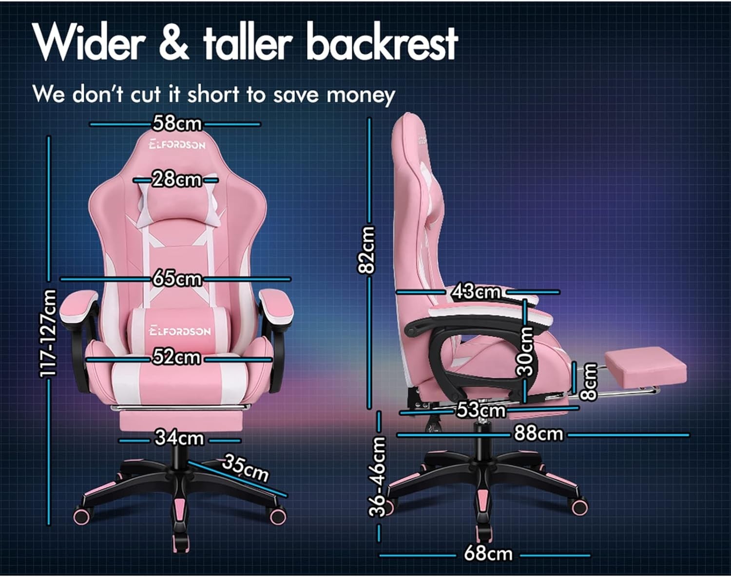 Luxury Gaming Chair Recliner Office Desk Seat PU Leather Ergonomic Lumbar Suppor