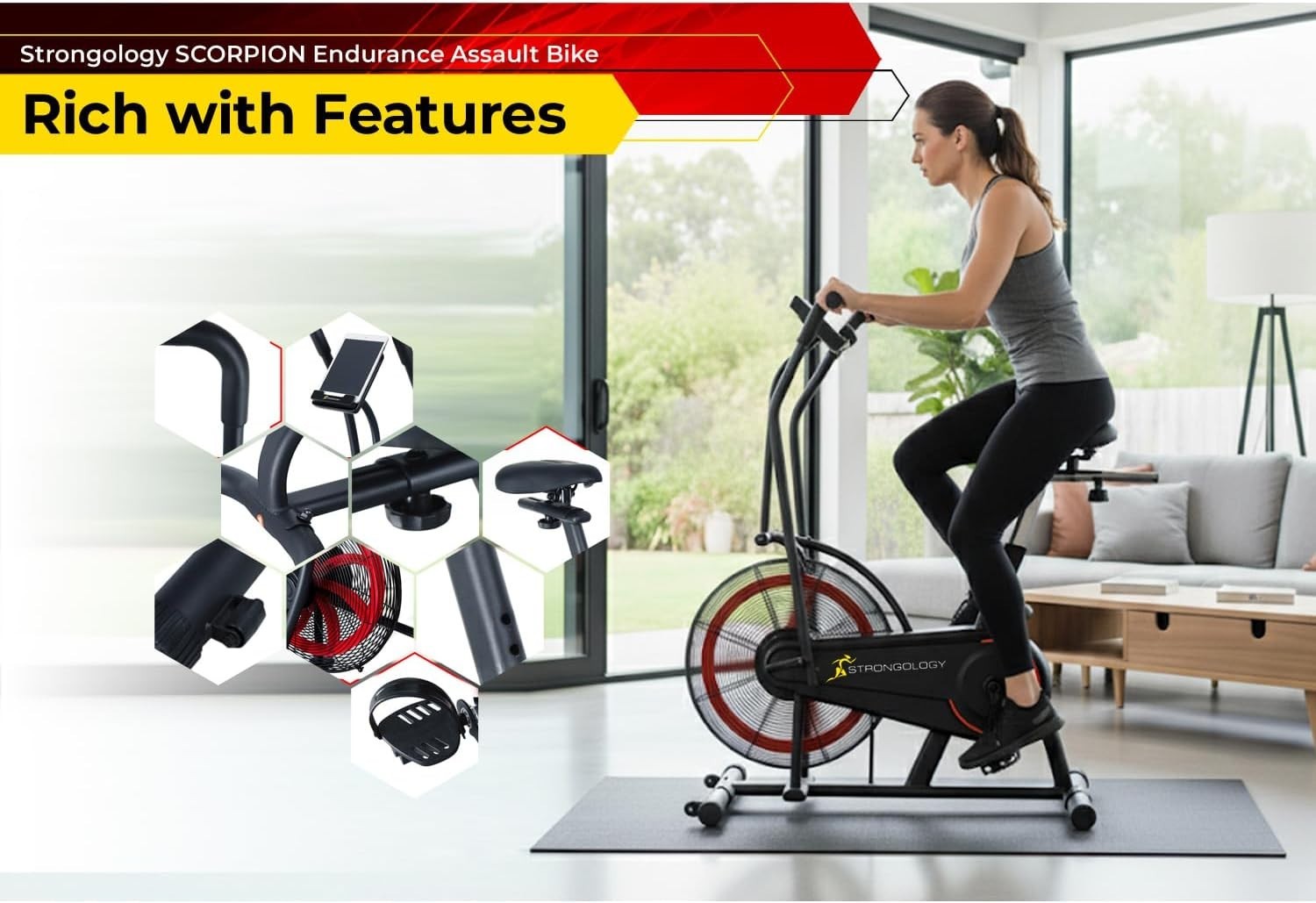 Compact Assault Air Bike with Fan Resistance Full-Body Workout & LCD Display