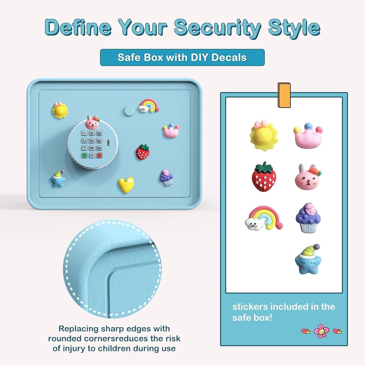 Kids Mini Safe Box Electronic Money Bank Keypad Lock Piggy Bank Blue