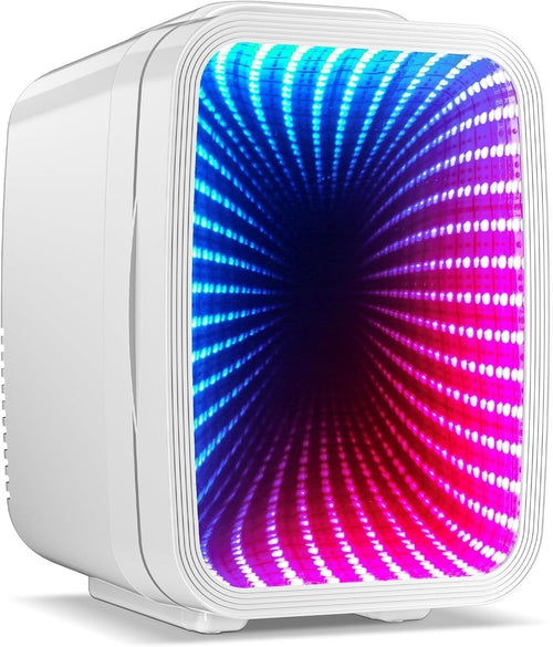 4L Mini Fridge Gaming Room LED Cooler & Warmer AC/DC Portable White