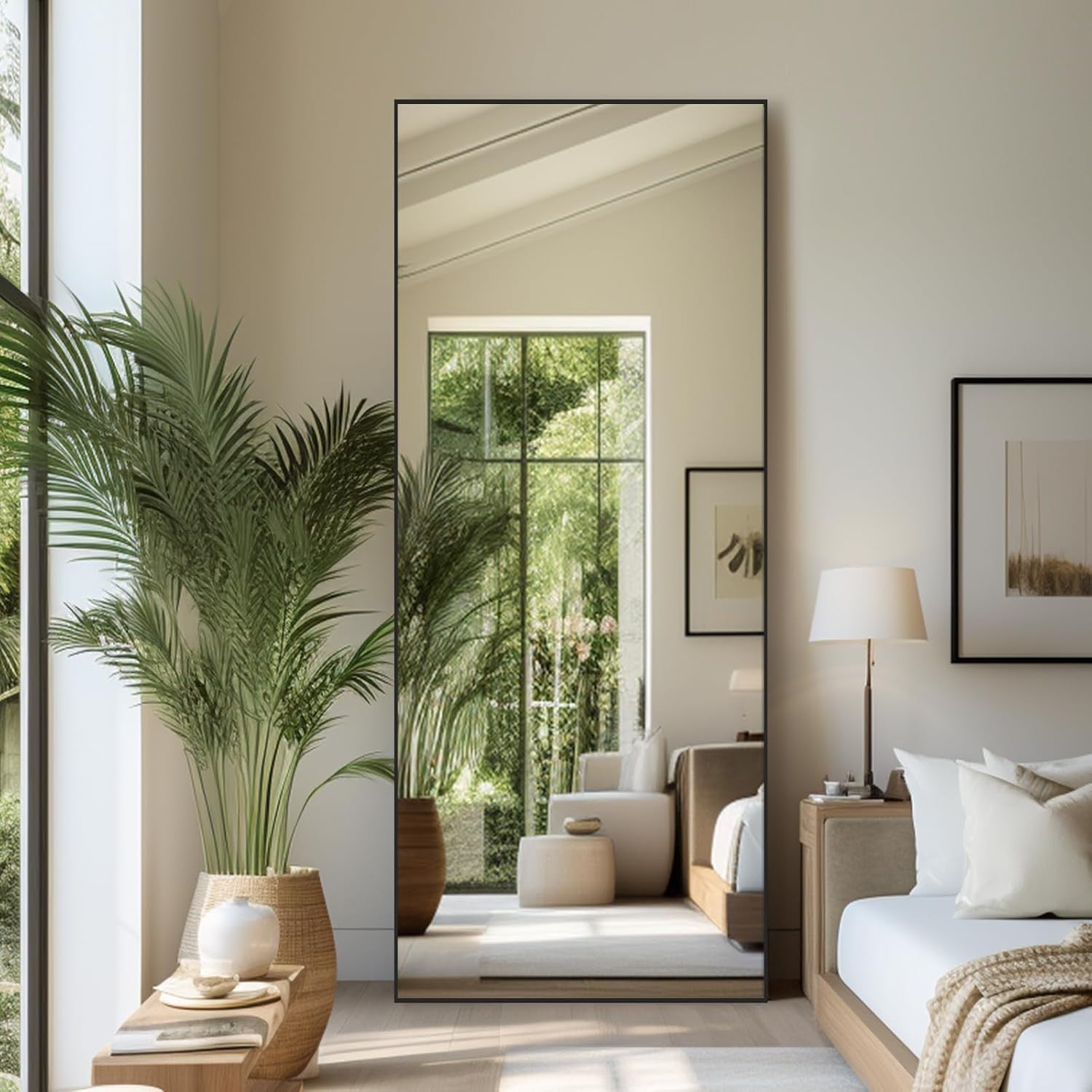 Large Black Frame Full Length Mirror 180x76cm Floor Wall Leaning