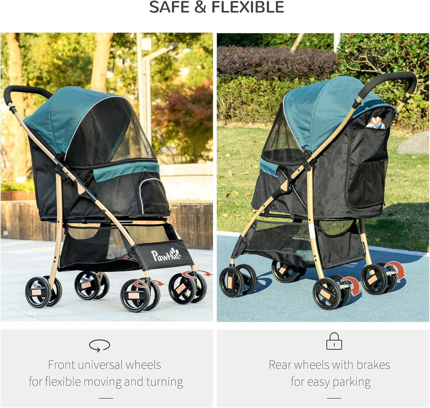 Dog Stroller Rain Cover Foldable Pet Pushchair for Small Dogs Cats
