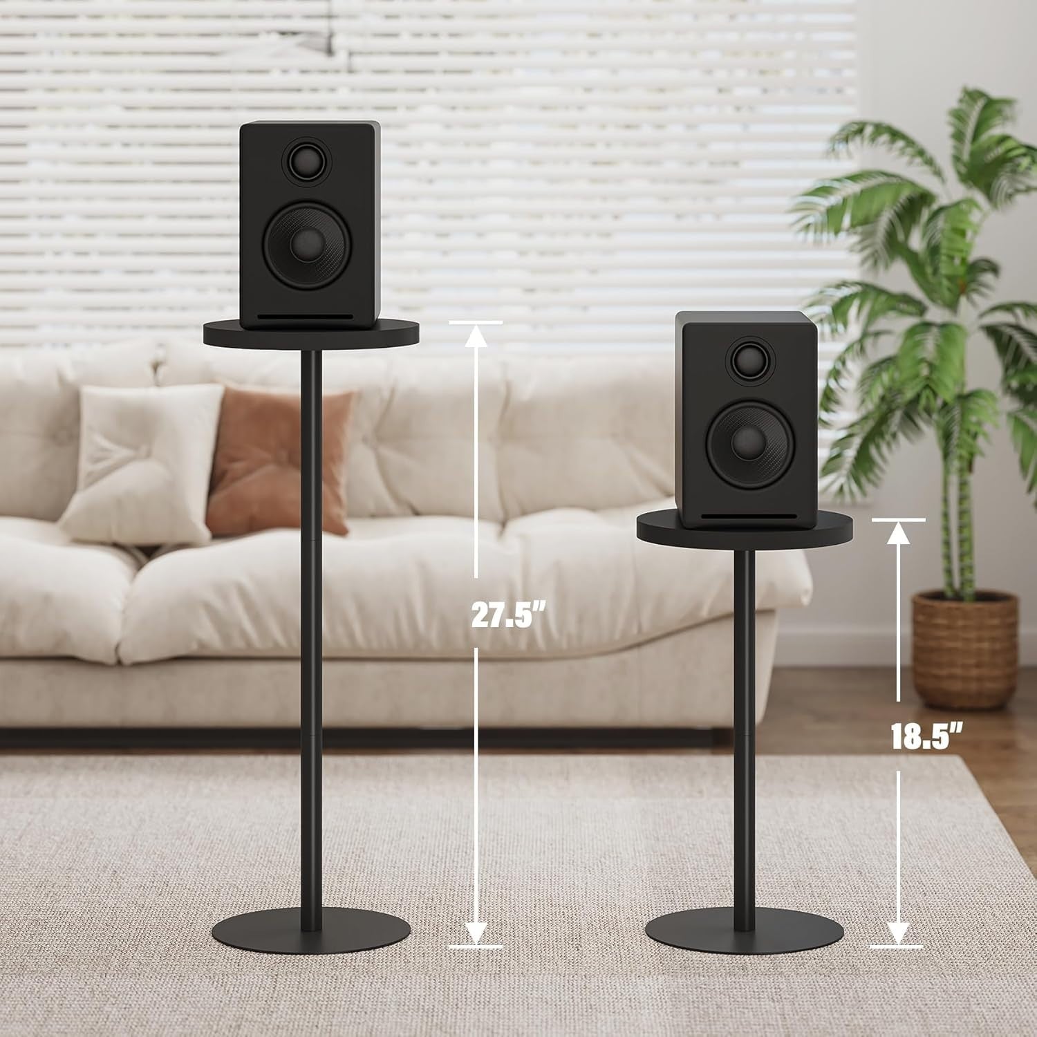 Tall Round Side Table – 25x25x70cm Small End Table Black