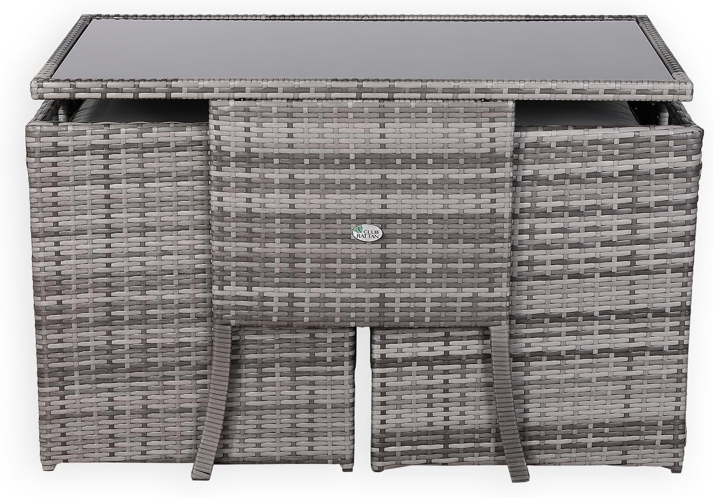Rattan Cube Bistro Set 3 Piece Patio Table Chairs Compact Balcony Dining