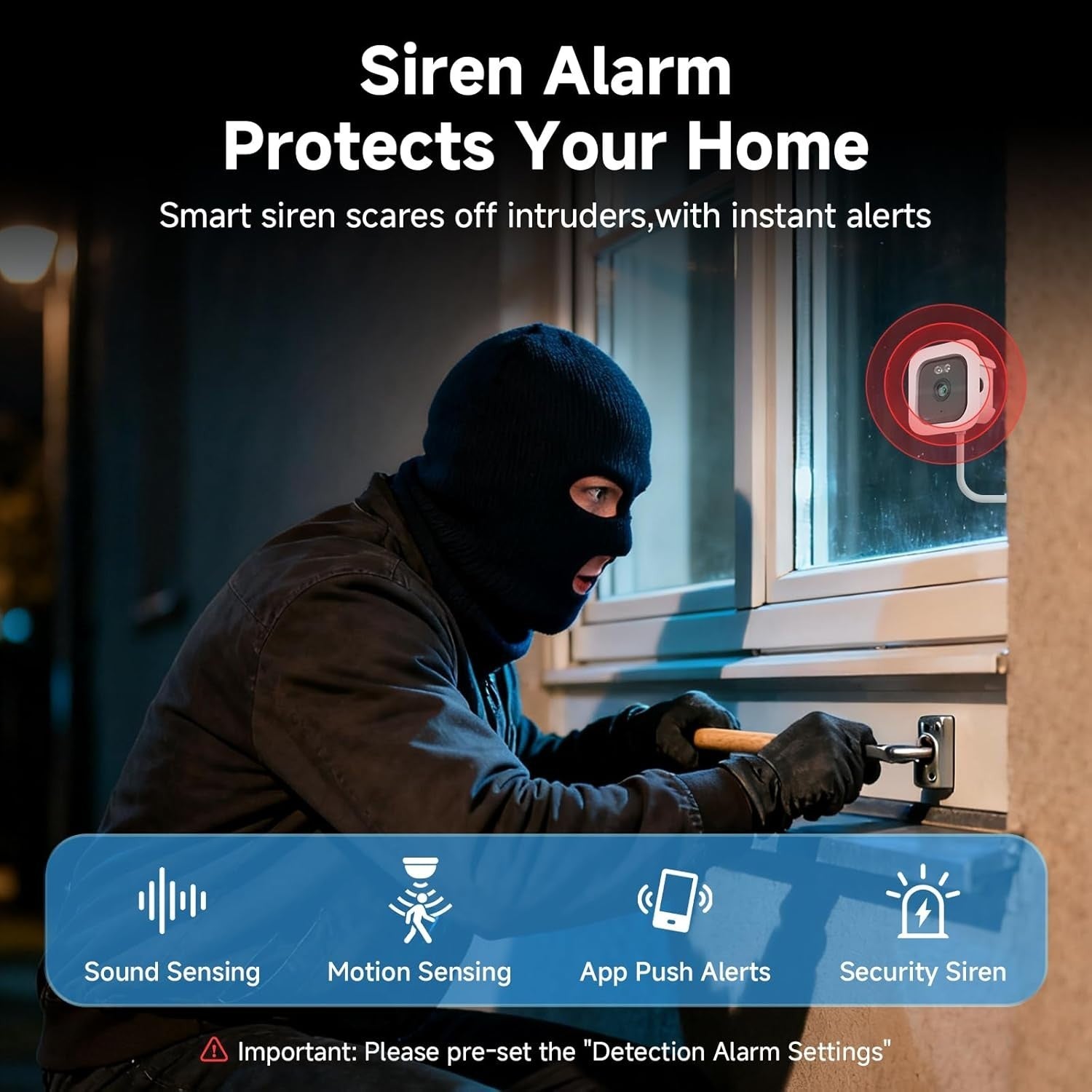 2K Window Security Camera 24/7 Recording Motion Detection Dual WiFi