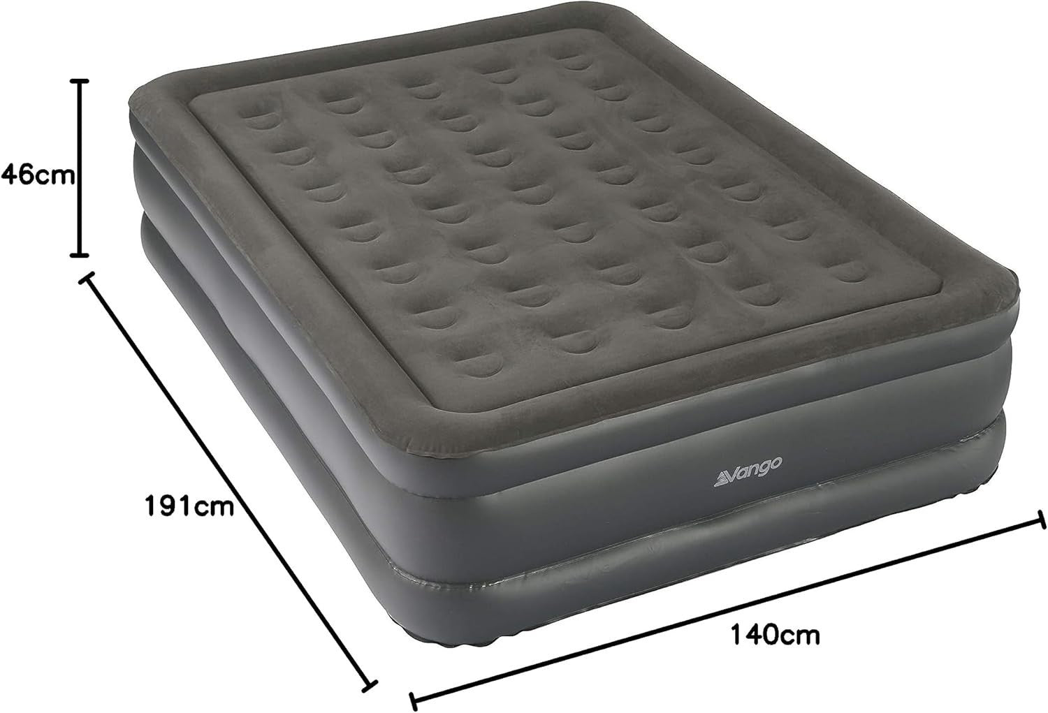 Double Airbed Electric Pump Silent Auto Top Up Flocked 3 Comfort