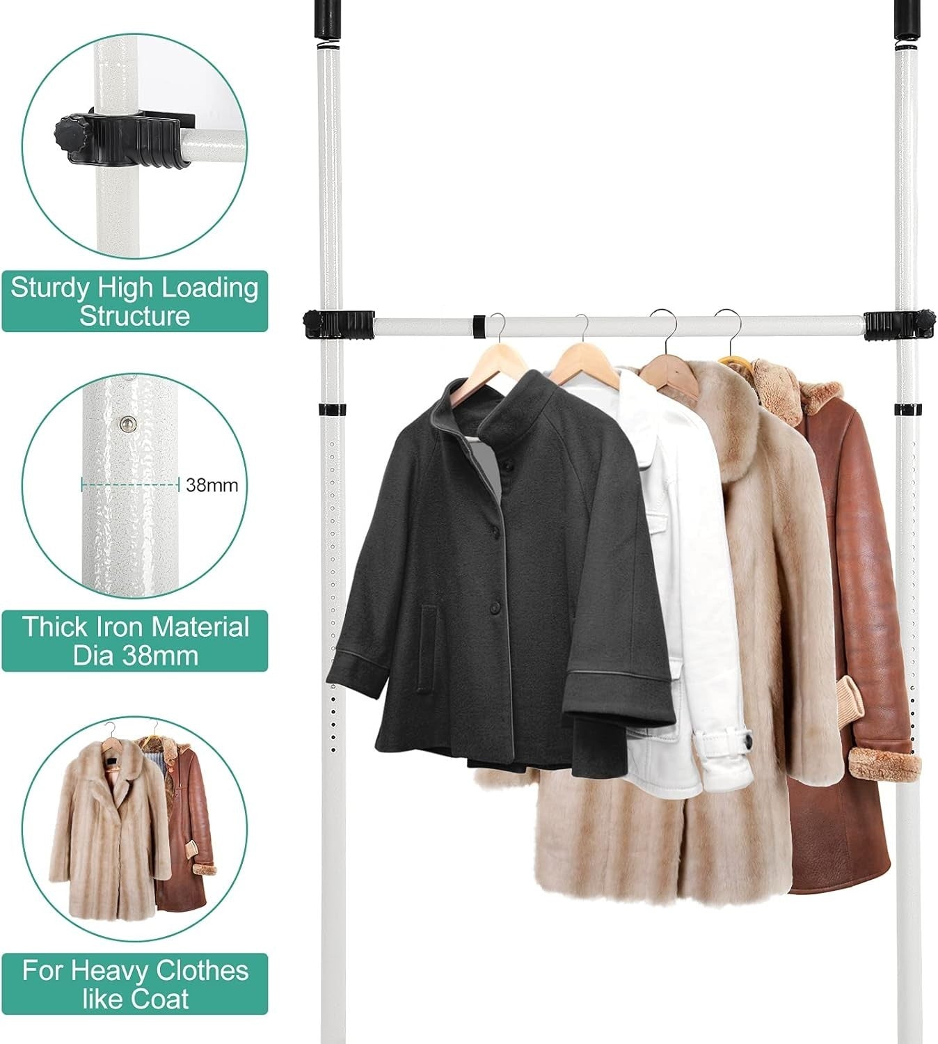 Heavy Duty Adjustable Telescopic Clothes Rack 4 Poles 6 Bars