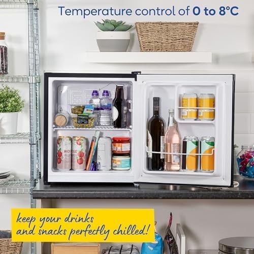 Russell Hobbs 40L Mini Fridge Freezerless Black Table Top Reversible Compact
