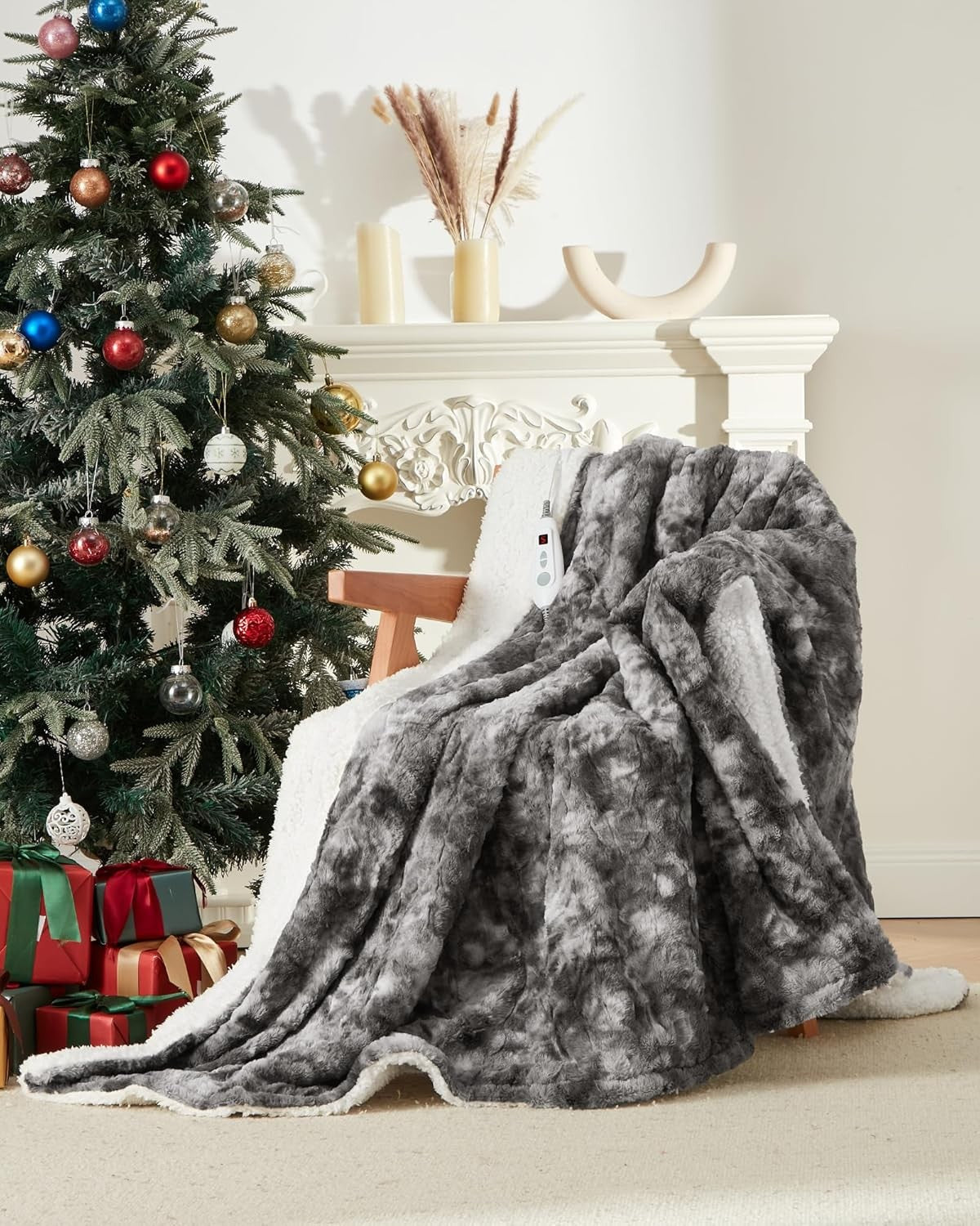 Electric Heated Throw Blanket 6 Heat Settings Auto Off Washable 130x160cm