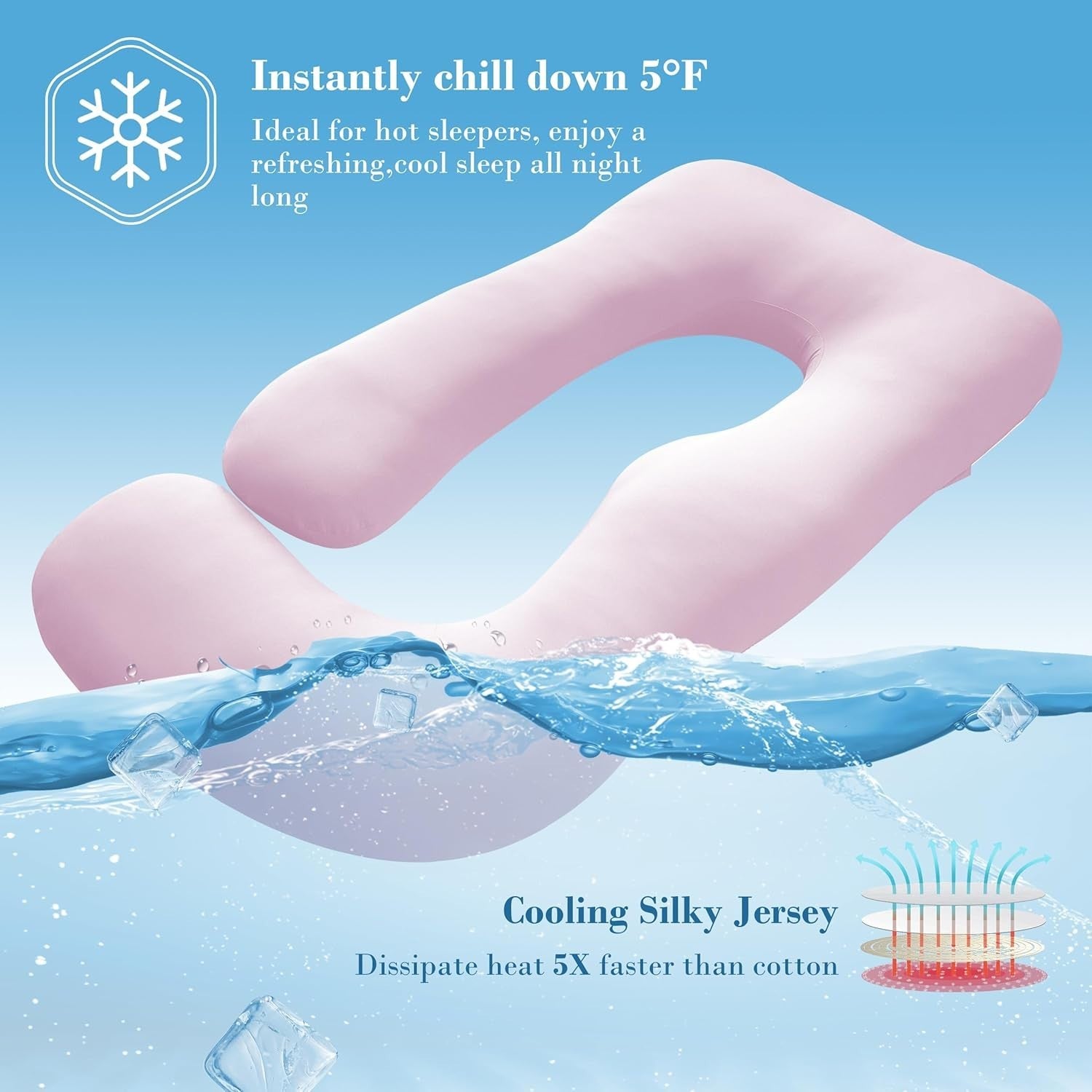 Pregnancy U Shape Body Pillow 57” Full Body Maternity Support Cooling