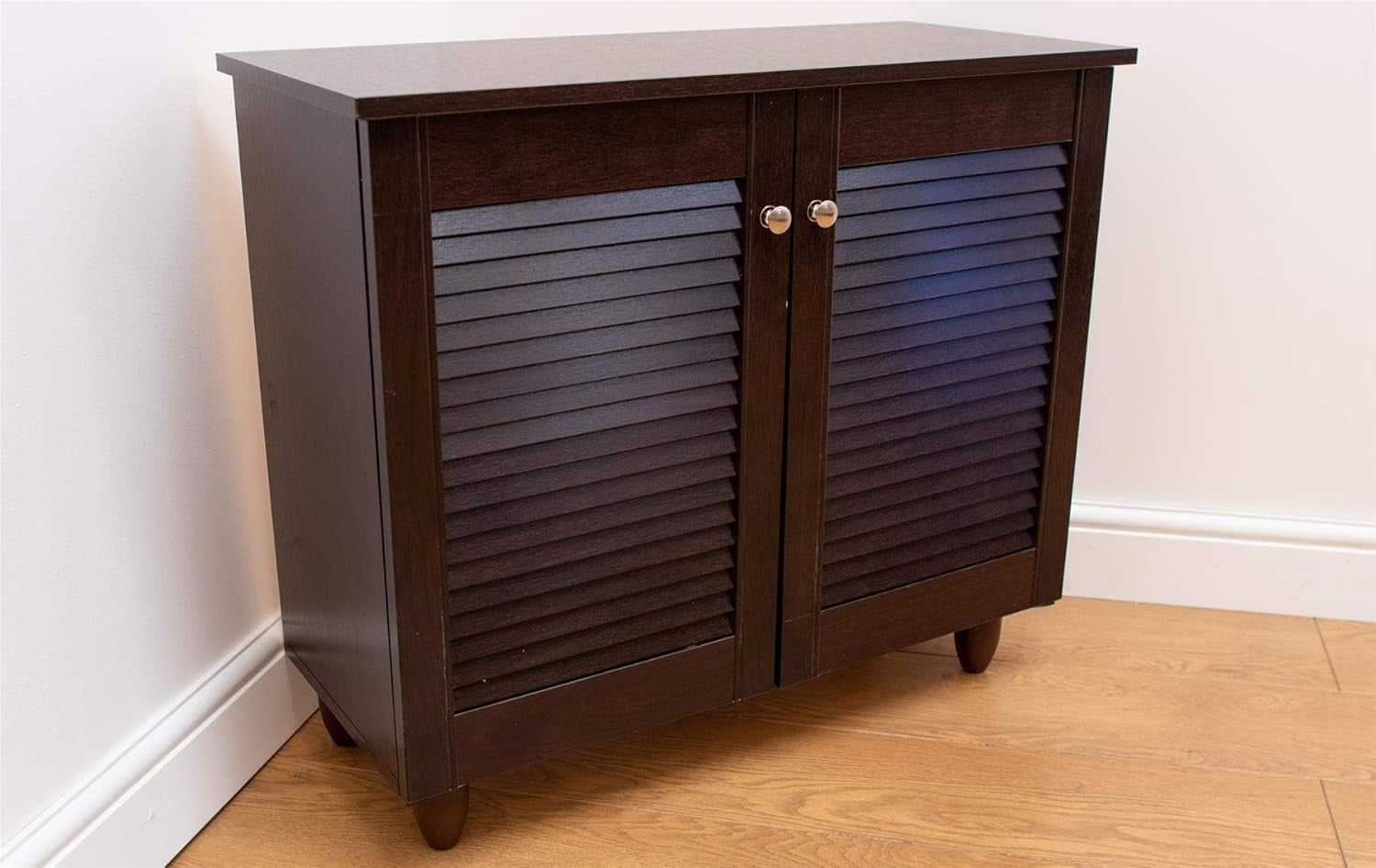 2 Door Shoe Storage Cabinet Footwear Rack Organizer 77x34x68 cm Dark Wenge