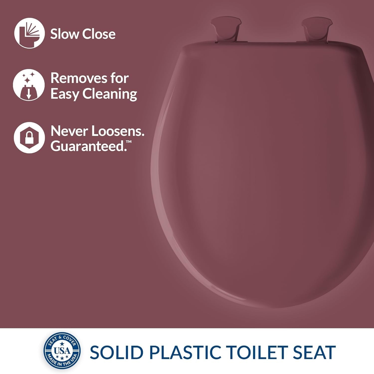 Round Toilet Seat Raspberry Soft Close Durable Plastic Easy Remove