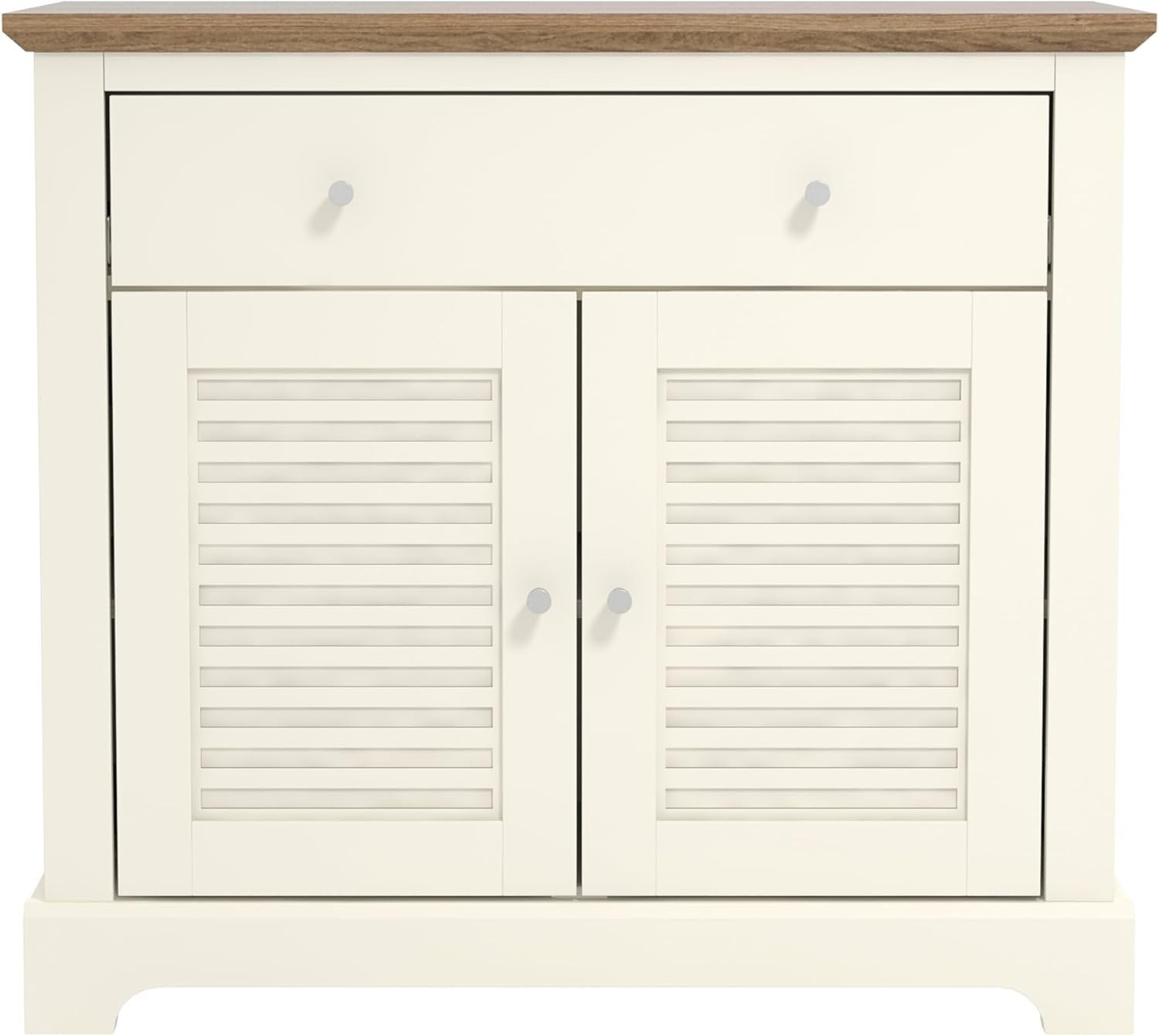 Modern Storage Cabinet Sideboard 2 Door 1 Drawer Ivory Oak Hallway Unit