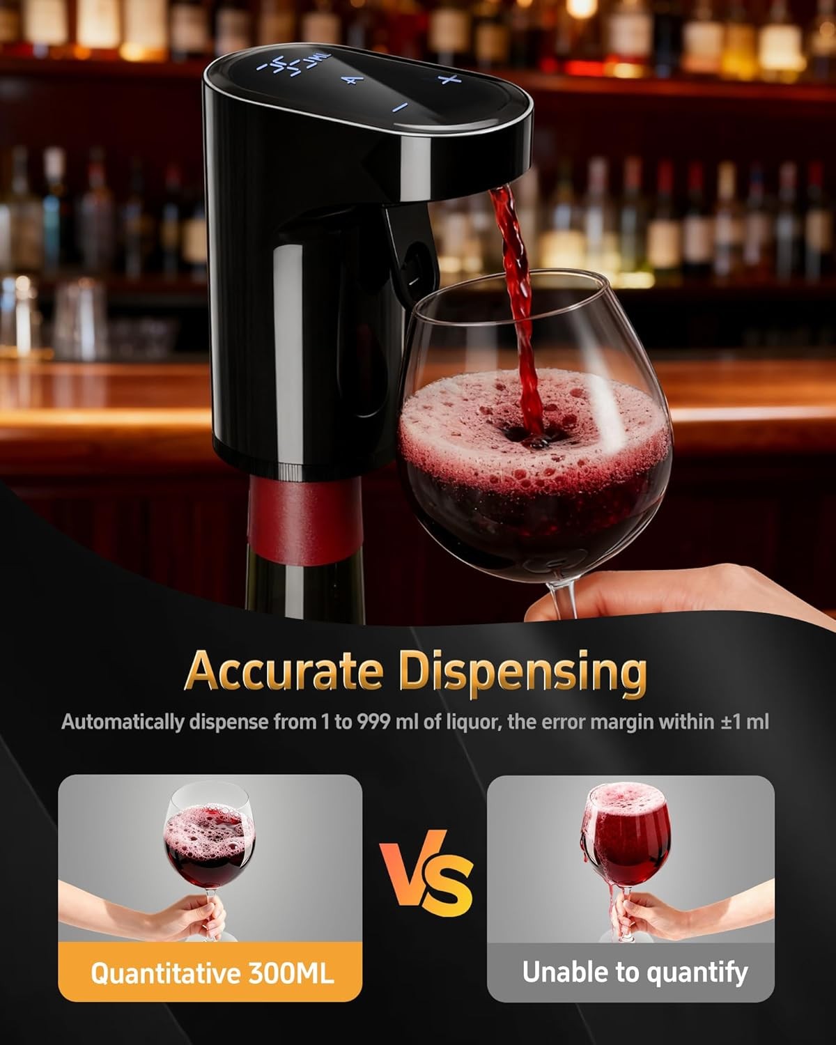 5-in-1 Electric Wine Aerator Dispenser Adjustable Pourer USB Recharge 990ml
