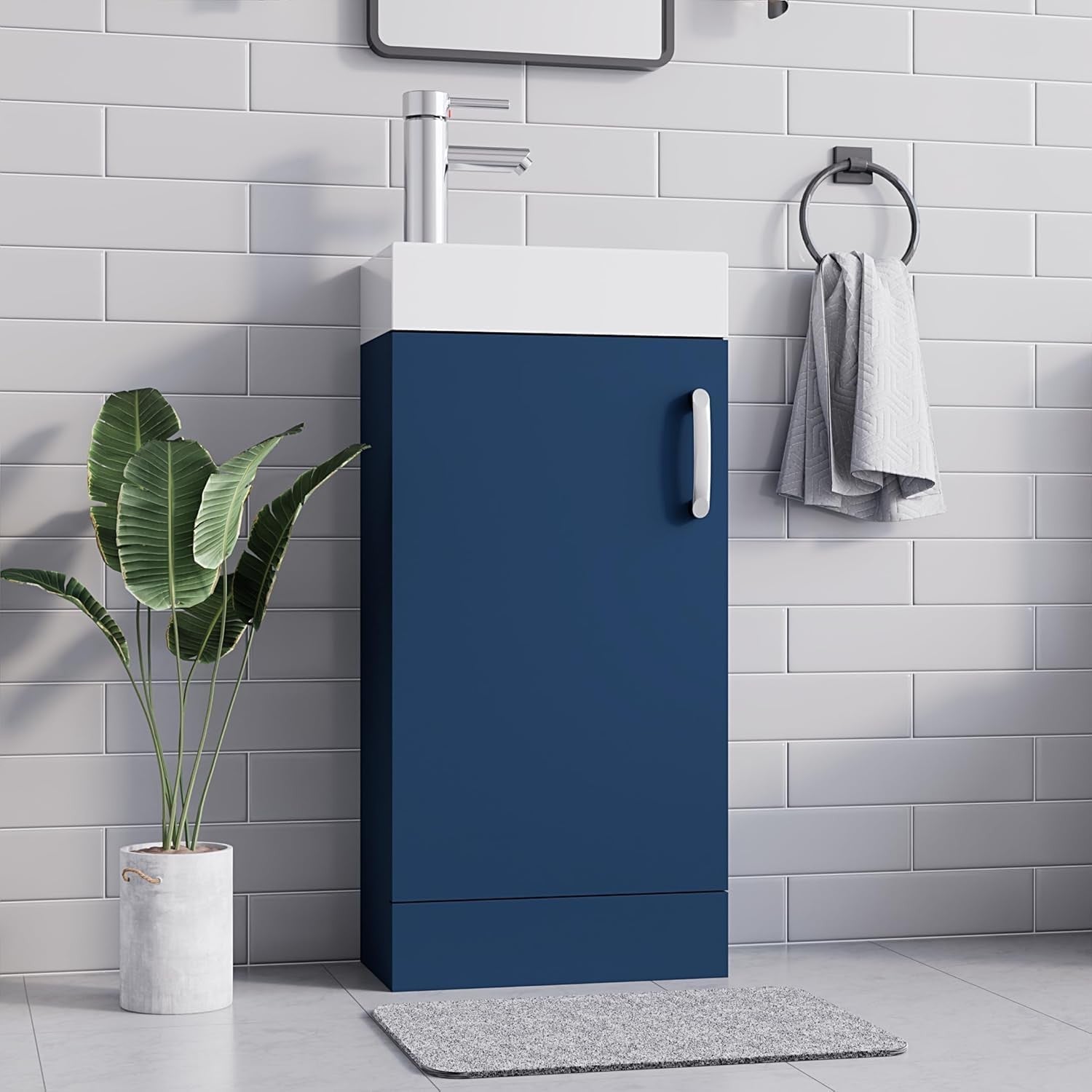 Modern 400mm Bathroom Vanity Unit  Basin Blue Floor Standing Sink Cabinet